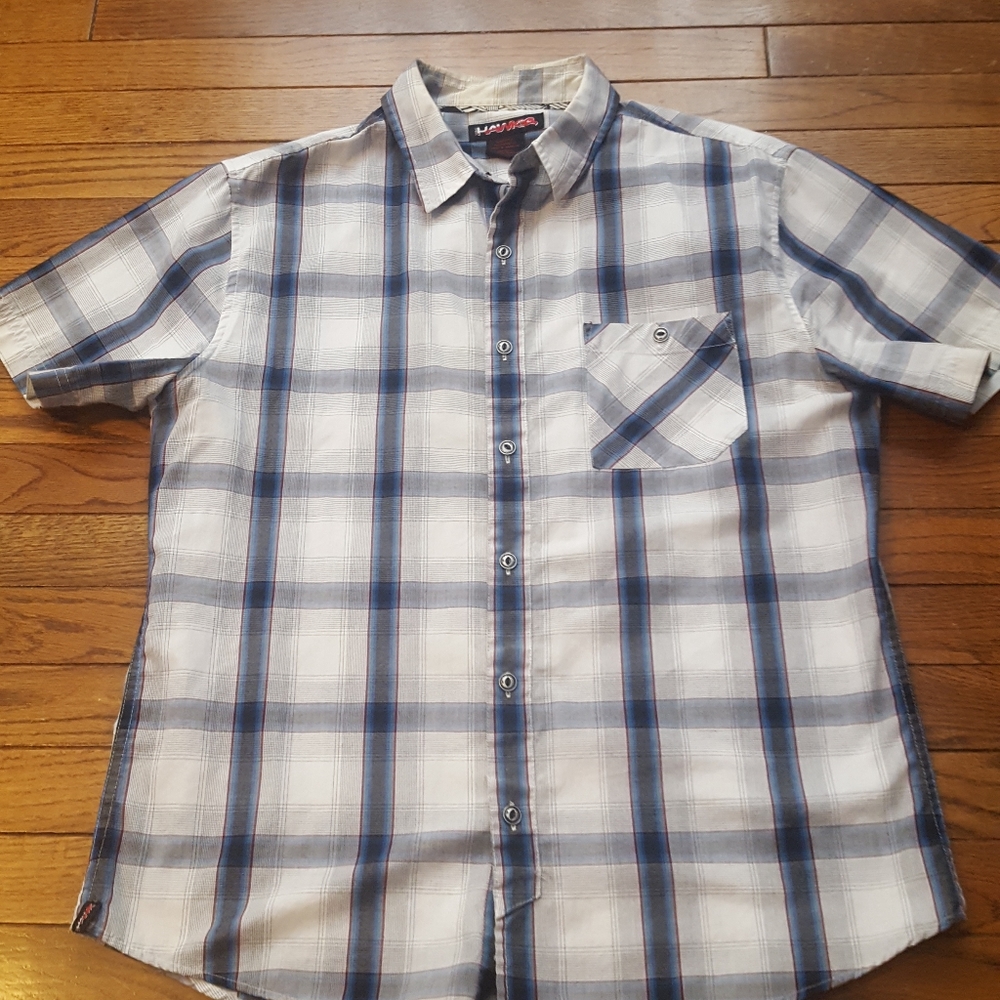 Hawk Short Sleeve Plaid Button Down.
